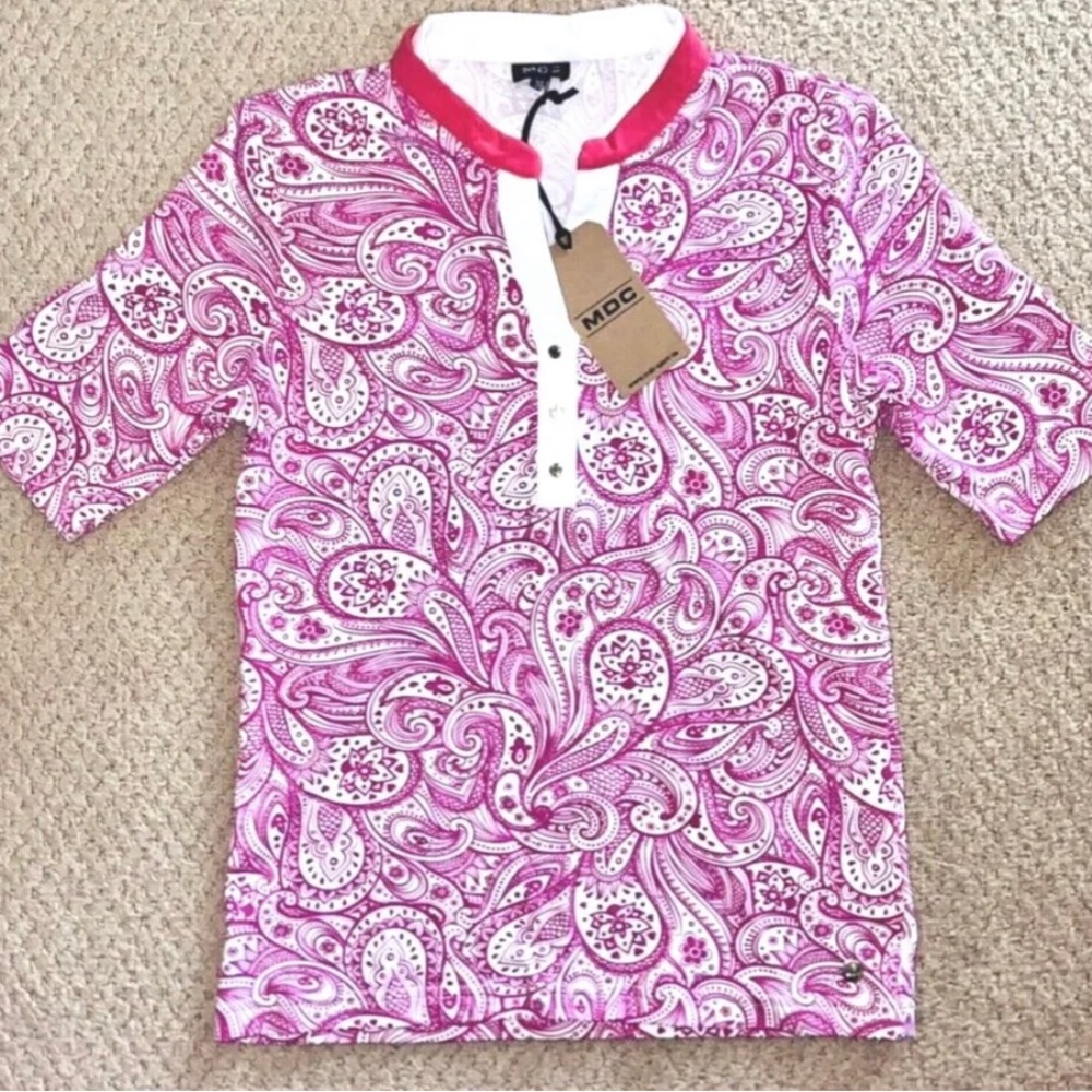 MDC Meryl Pink White Paisley Golf polo Shirt Ladies sz 6 new NWT